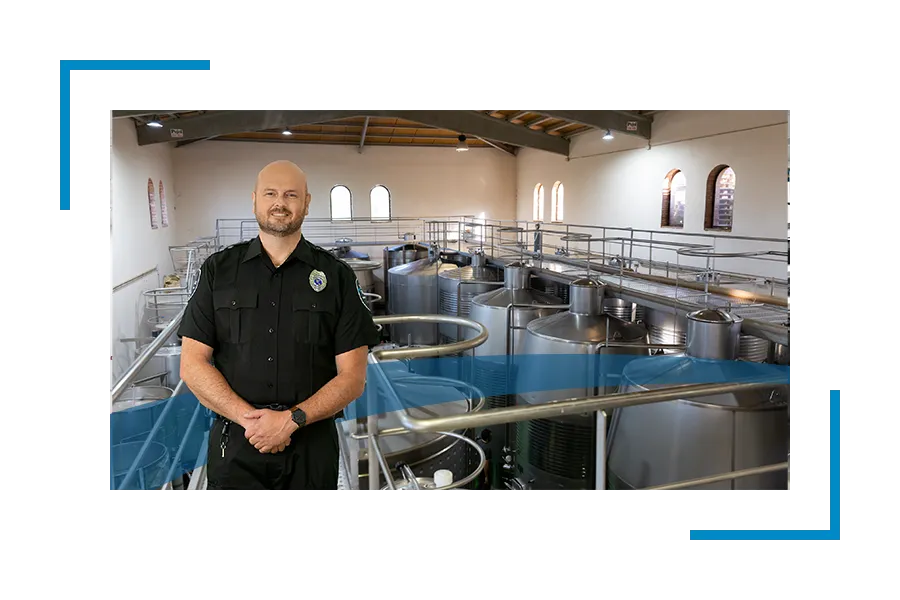 Security guard in manufacturing plant